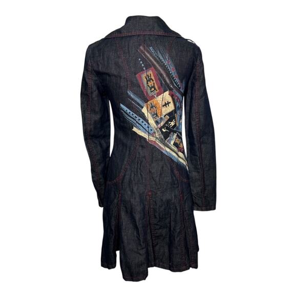 OHDD Save The Queen Blue Denim Jacket Dress Graphic Print Size 30 M - Picture 2 of 16